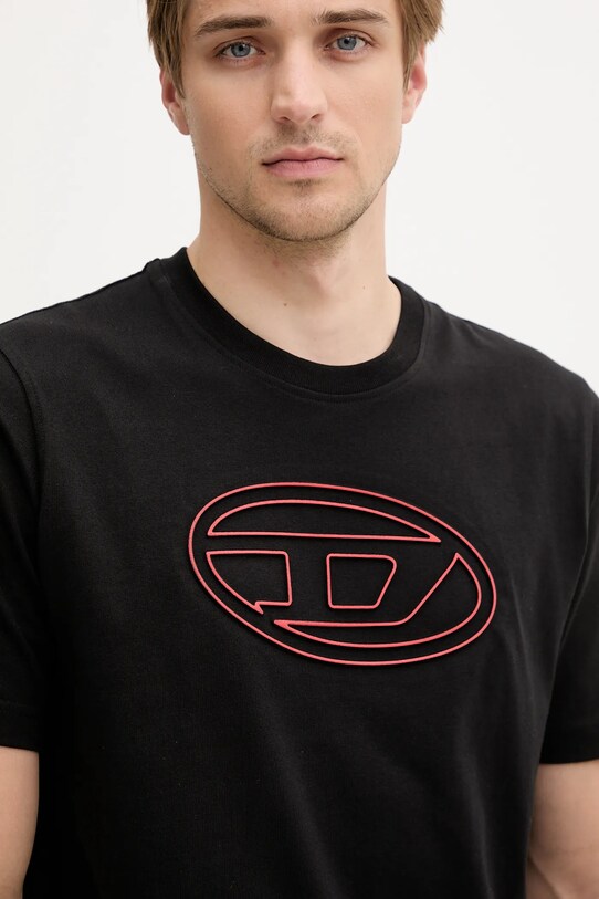 Diesel t-shirt bawełniany T-ADJUST-BIGOVAL czarny A17402.0NJBM