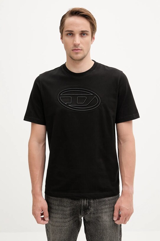 Diesel t-shirt bawełniany T-ADJUST-BIGOVAL nadruk czarny A17402.0NJBM