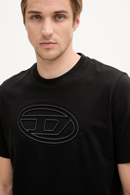 Diesel t-shirt bawełniany T-ADJUST-BIGOVAL czarny A17402.0NJBM