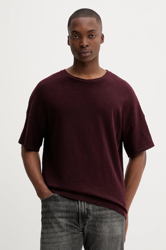 American Vintage t-shirt bawełniany bawełna bordowy MSON02AG