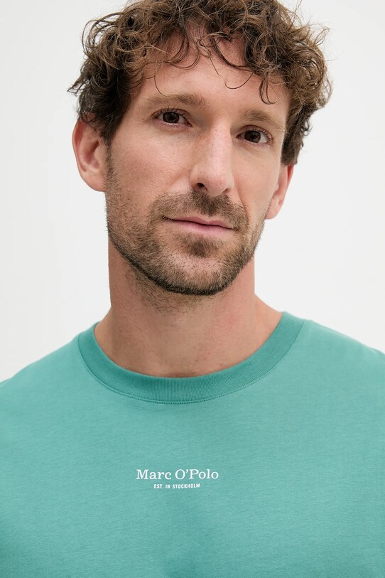 Marc O'Polo t-shirt bawełniany turkusowy M26201251382