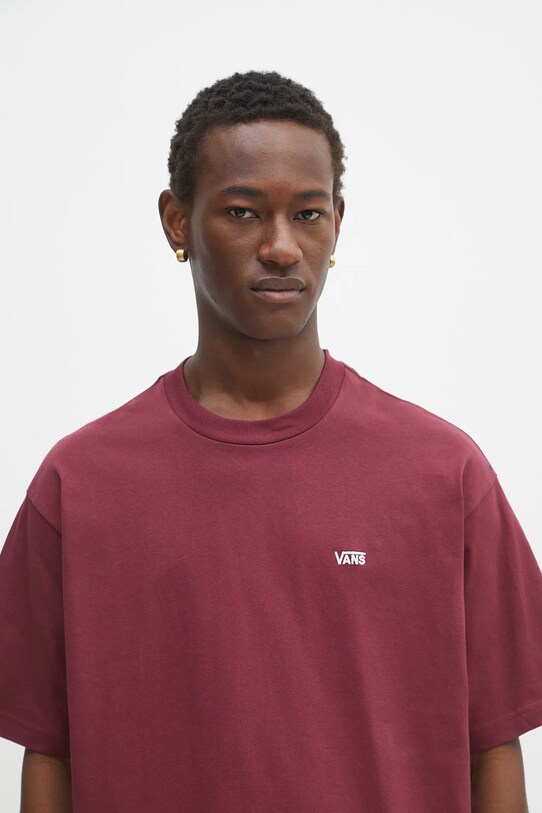 Bavlněné tričko Vans burgundské VN000P1PBRG1