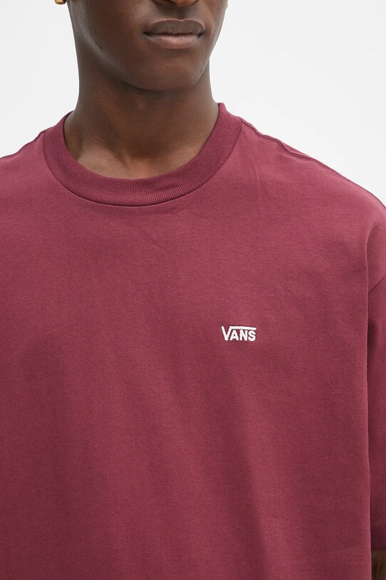 Bavlněné tričko Vans VN000P1PBRG1 burgundské