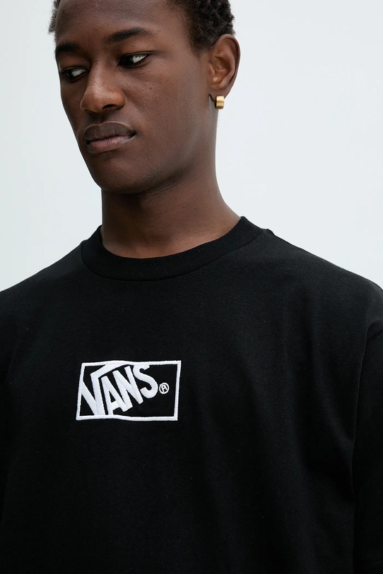 Βαμβακερό μπλουζάκι Vans μαύρο VN000RAPBLK1