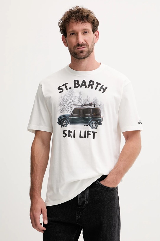 Bavlnené tričko MC2 Saint Barth potlač biela ARN0004