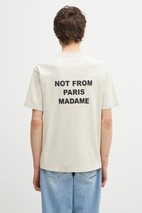 Βαμβακερό μπλουζάκι Drôle de Monsieur Le T-Shirt Slogan χαλαρό μπεζ PERM.TS203.CO002