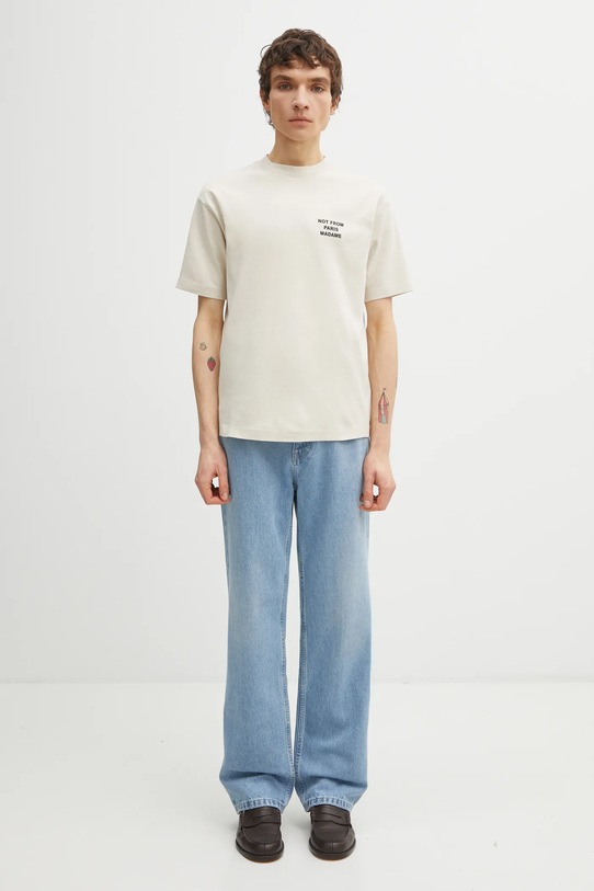 Βαμβακερό μπλουζάκι Drôle de Monsieur Le T-Shirt Slogan PERM.TS203.CO002 μπεζ