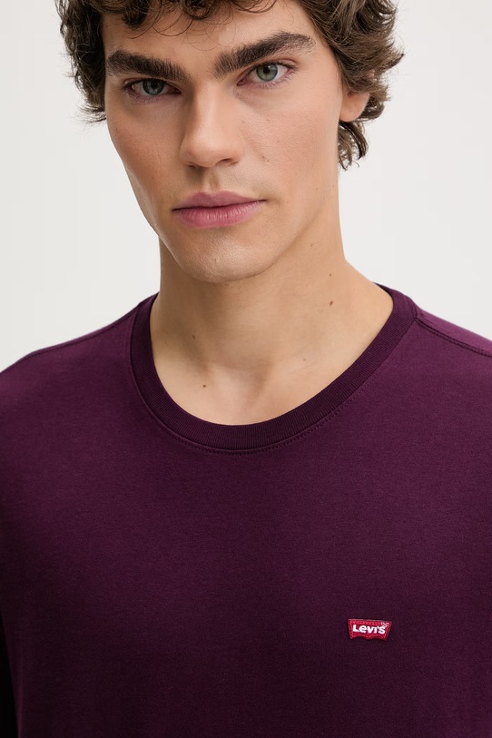 Pamučna majica Levi's LSE SS ORIGINAL HM TEE bordo A3117