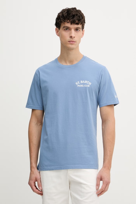 Odzież MC2 Saint Barth t-shirt męski bawełniany PRL0002 niebieski