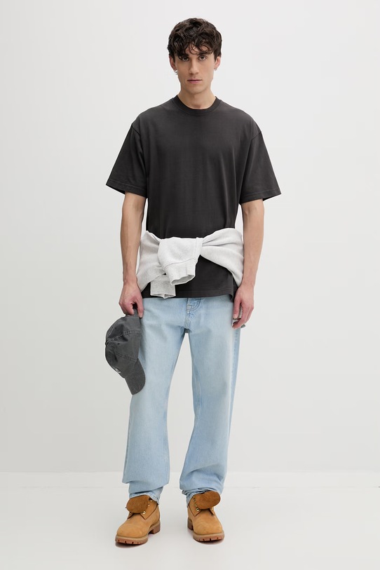 Vans t-shirt męski bawełniany Premium LX SS Loose Fit VN000TBPEMV1 szary AA00