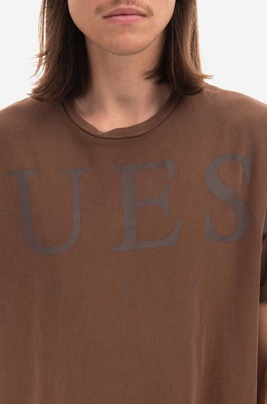 Хлопковая футболка Guess M2BI05.KBB50 коричневый
