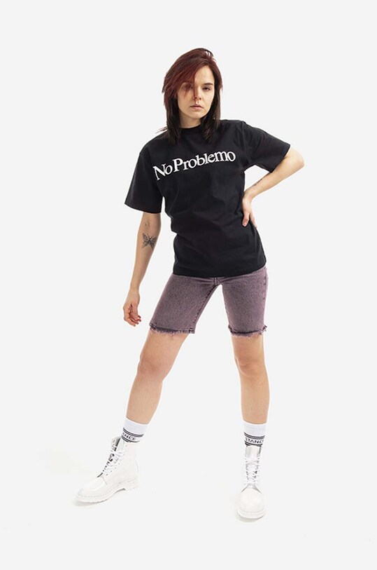 Odzież Aries t-shirt bawełniany No Problemo AR60002 czarny