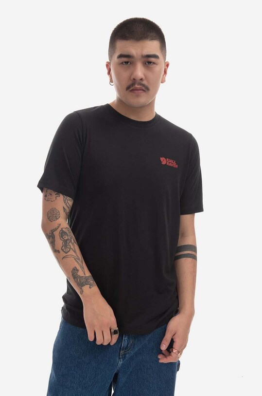 Fjallraven t-shirt Abisko Wool Logo SS regular czarny F86977.550