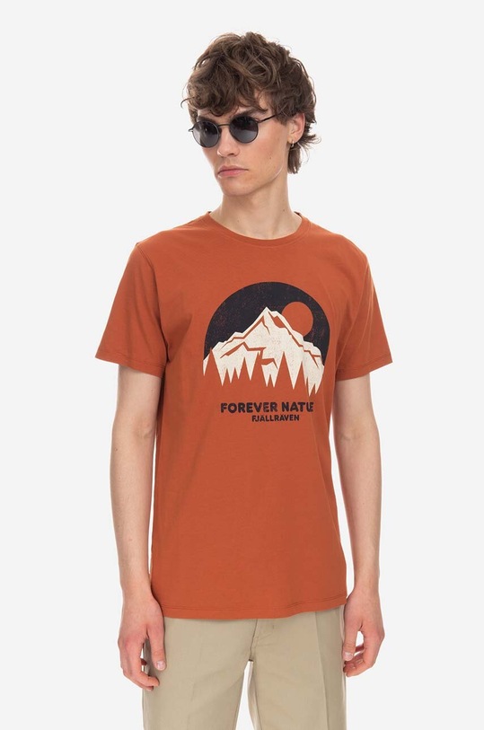 Fjallraven t-shirt bawełniany Nature nadruk pomarańczowy F87053.243