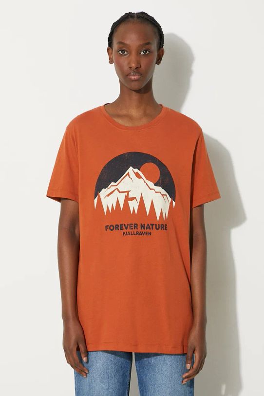 Fjallraven t-shirt in cotone regolare arancione F87053.243