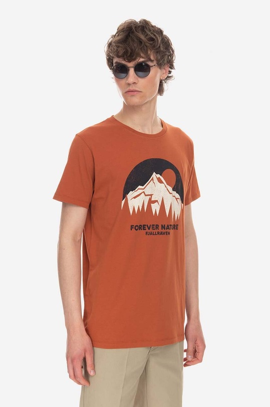 Odzież Fjallraven t-shirt bawełniany Nature F87053.243 pomarańczowy