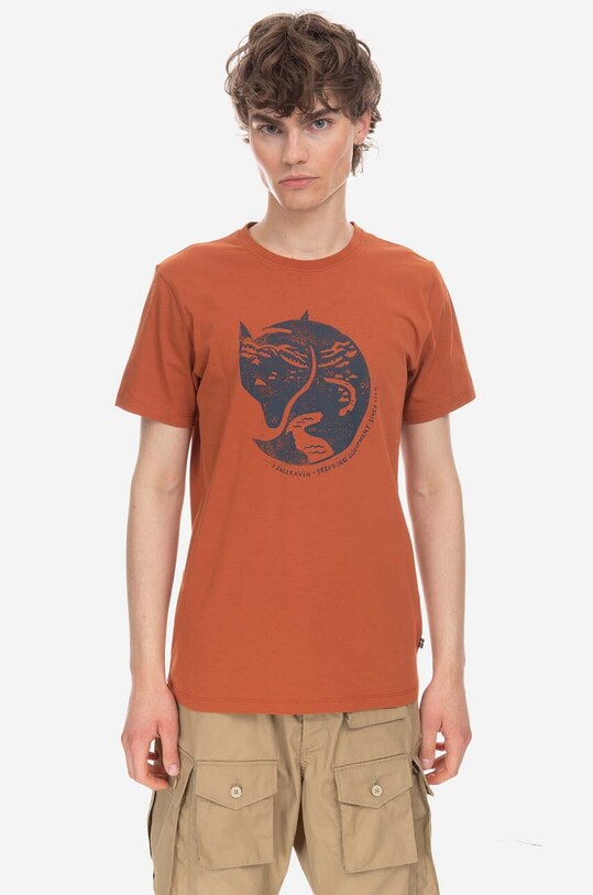 Хлопковая футболка Fjallraven хлопок оранжевый F87220.243