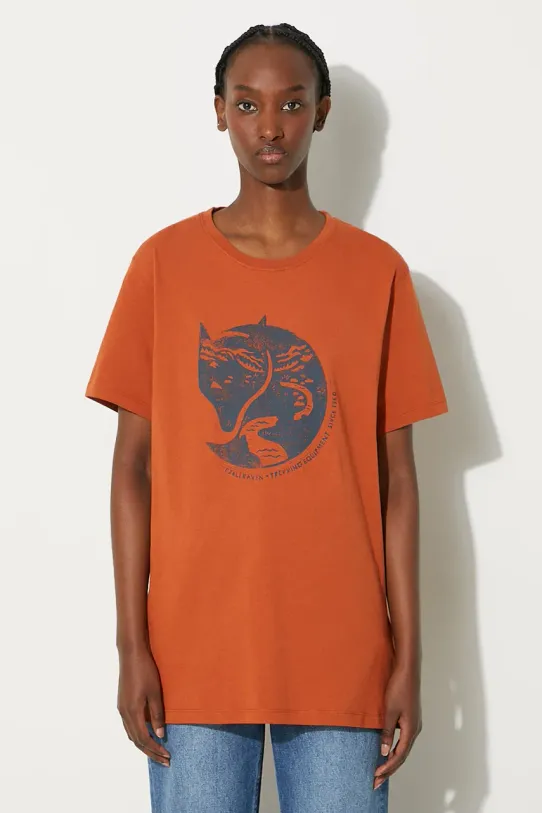 Fjallraven t-shirt in cotone Arctic Fox regolare arancione F87220.243