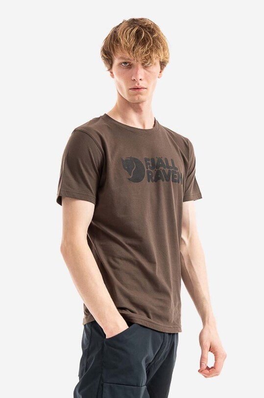 Fjallraven tricou sport Fjallraven Logo print verde F87310.633