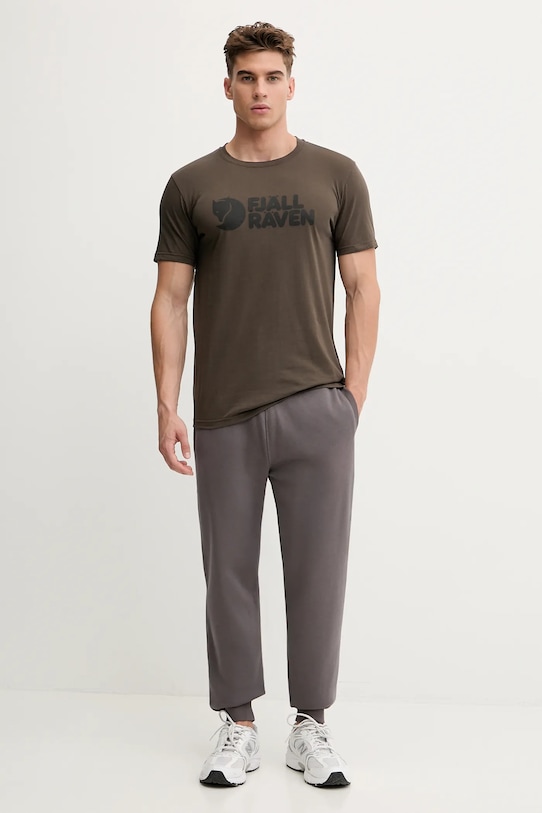 Αθλητικό μπλουζάκι Fjallraven Fjallraven Logo F87310.633 πράσινο SS24