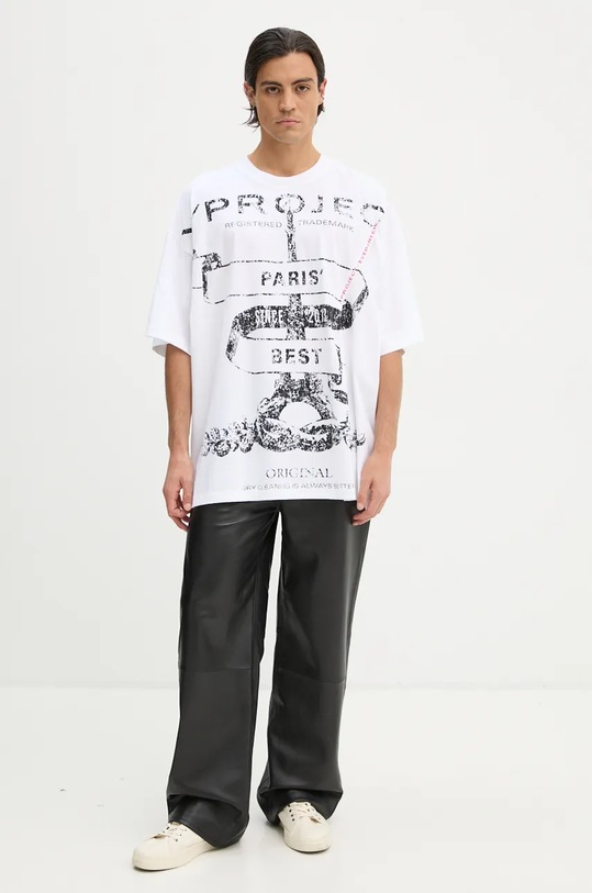 Y/Project t-shirt bawełniany EVERGREEN PARIS' BEST PINCHED T-SHIRT 204TS002 biały AA00