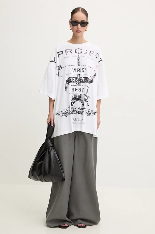 Odzież Y/Project t-shirt bawełniany EVERGREEN PARIS' BEST PINCHED T-SHIRT 204TS002 biały