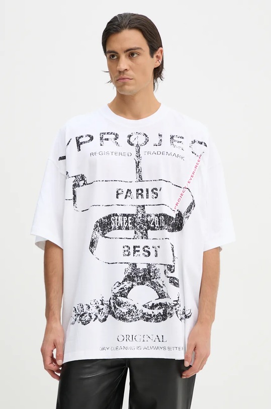 Y/Project t-shirt bawełniany EVERGREEN PARIS' BEST PINCHED T-SHIRT 204TS002 biały
