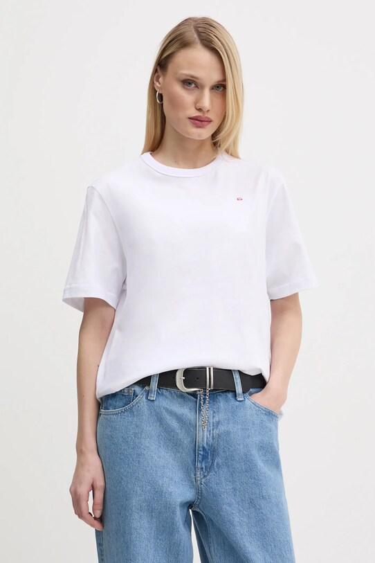 Bombažna kratka majica Diesel T-ADJUST-MICRODIV T-SHIRT A14931.0NIAX bela AA00