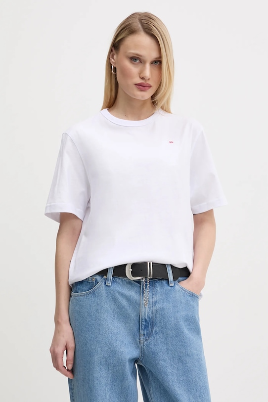 Bavlnené tričko Diesel T-ADJUST-MICRODIV T-SHIRT A14931.0NIAX biela AA00
