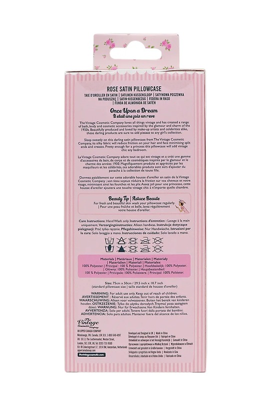 Home SPA The Vintage Cosmetics Company satynowa poszewka na poduszkę Rose Pillowcase 75 x 50 cm 10SDPCROS różowy