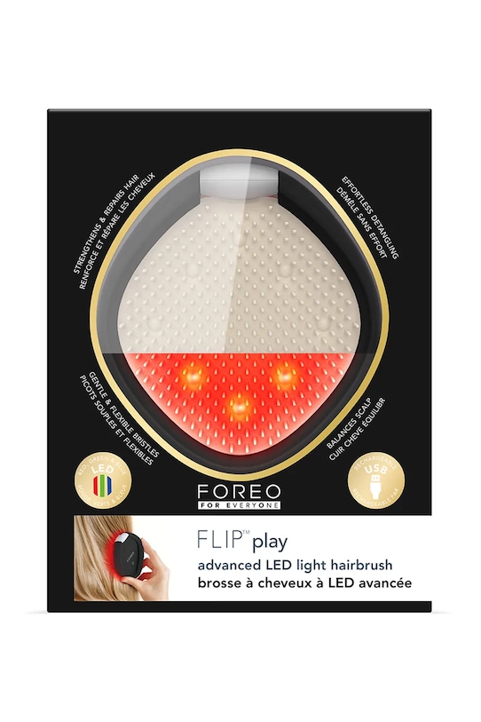 FOREO zaawansowana szczotka do włosów z oświetleniem led Flip Play Advanced F3287 czarny AA00