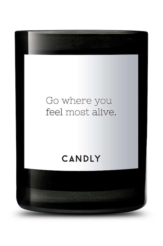 Candly Vonná sójová svíčka Go where you feel most alive. 250 g černá No9GWY
