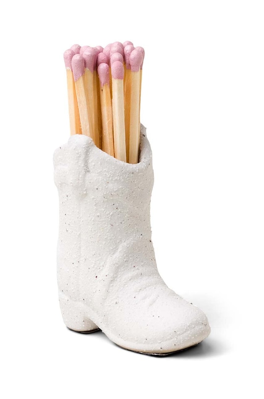 Paddywax zapałki w stojaku ceramicznym Nashville Boot 25-pack biały ACC18EU