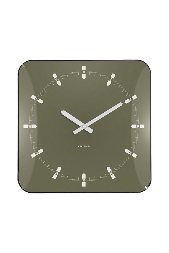 Zidni sat Karlsson Sucinto Dome Square 35 x 35 x 4,5 cm zelena KA6085GR