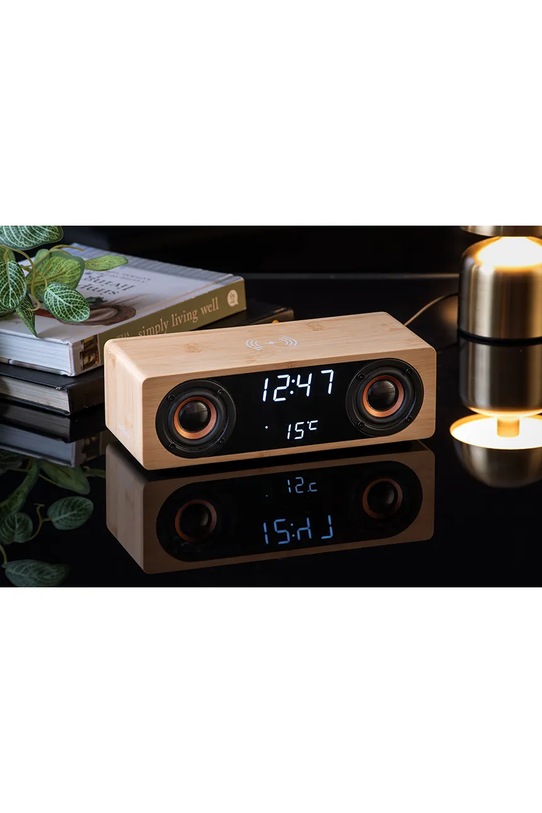 Karlsson budzik z ładowarką bezprzewodową i głośnikiem Bluetooth Classic BT speaker Radio KA6059WD beżowy