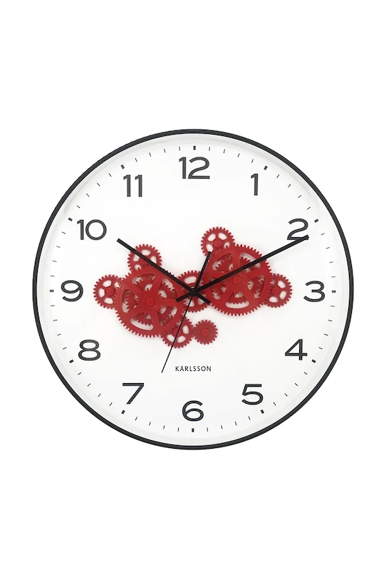 Nástenné hodiny Karlsson Open Gear 40 cm červená KA6093BK