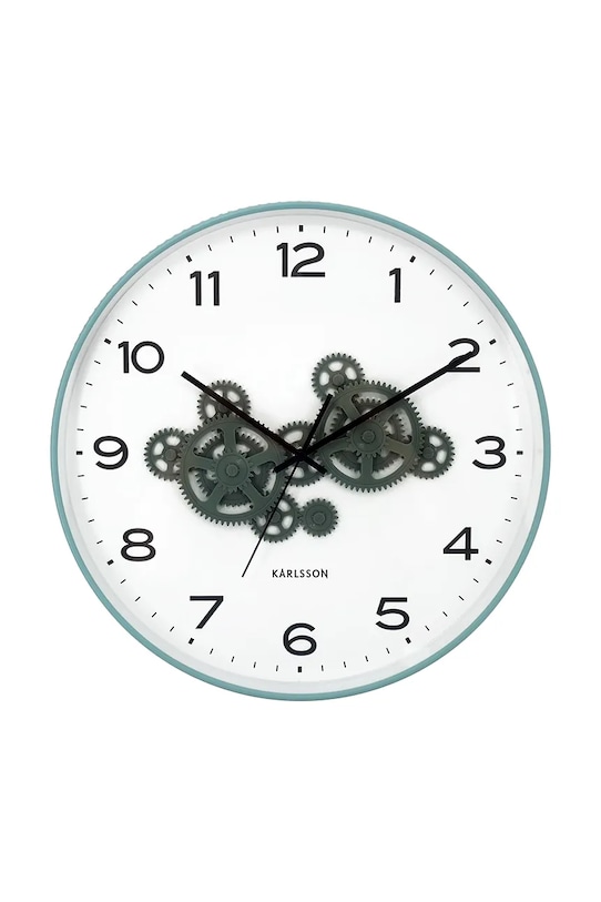 Nástenné hodiny Karlsson Open Gear 40 cm tyrkysová KA6093BL