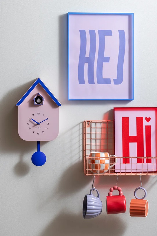 Karlsson zegar wahadłowy Dupla 21,5 x 41,5 x 8,5 cm różowy KA6081LP