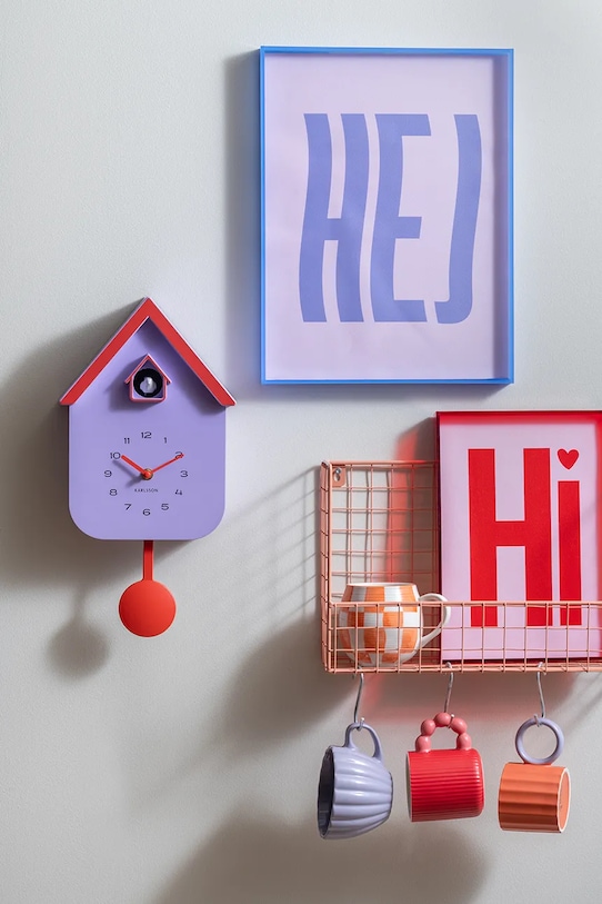 Kukučkové hodiny Karlsson Dupla 41,5 x 21,5 x 8,5 cm fialová KA6081PU