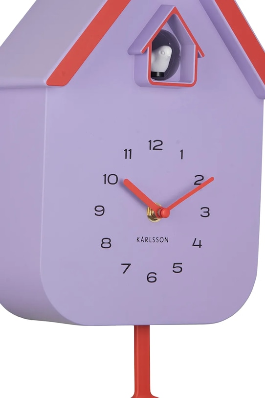 Obývacia izba a spálňa Kukučkové hodiny Karlsson Dupla 41,5 x 21,5 x 8,5 cm KA6081PU fialová