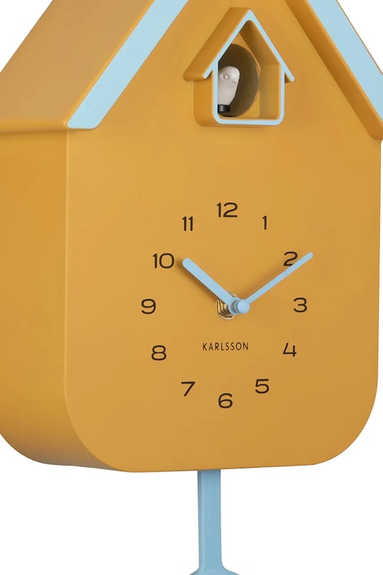 Obývacia izba a spálňa Kukučkové hodiny Karlsson Dupla 41,5 x 21,5 x 8,5 cm KA6081YE žltá