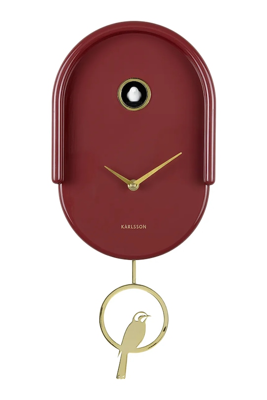 Karlsson zegar ścienny z kukułką Tweet 42 cm bordowy KA6069RD