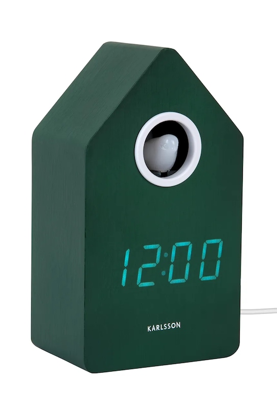 Karlsson budzik stołowy led z kukułką Cuckoo LED 16 cm KA6070GR zielony AA00