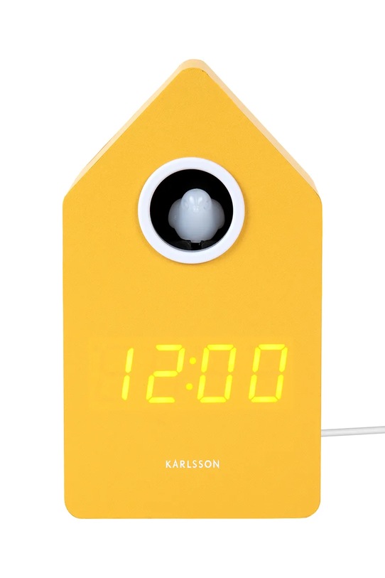 Karlsson budzik stołowy led z kukułką Cuckoo LED 16 cm żółty KA6070YE