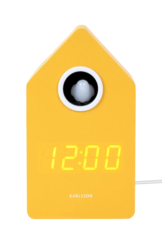 Karlsson budzik stołowy led z kukułką Cuckoo LED 16 cm żółty KA6070YE