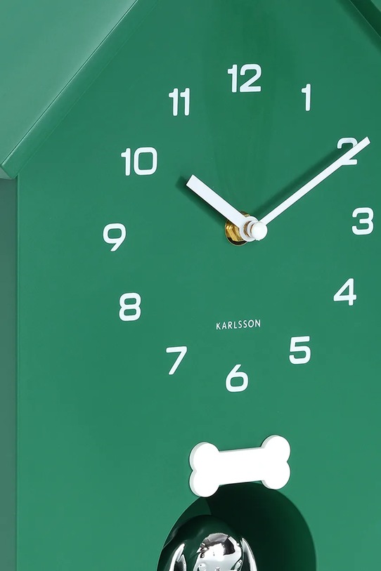 Salon i sypialnia Karlsson zegar ścienny Dog House 36,5 cm KA6096GR zielony