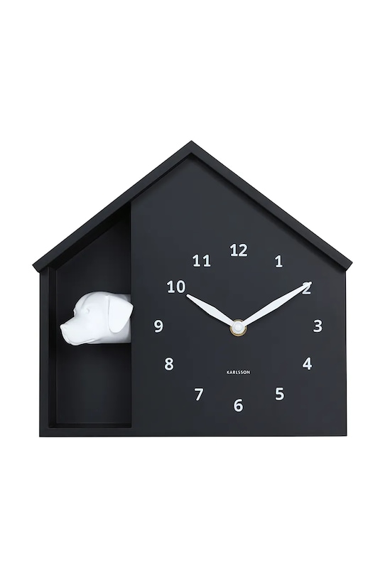 Karlsson zegar ścienny z dźwiękiem Peeking Doggy 29 x 26 cm czarny KA6097BK