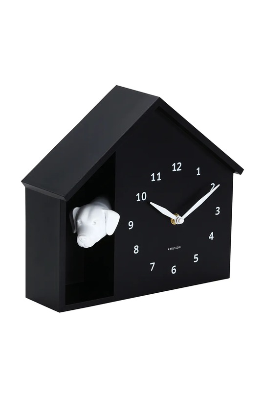 Karlsson zegar ścienny z dźwiękiem Peeking Doggy 29 x 26 cm KA6097BK czarny AA00