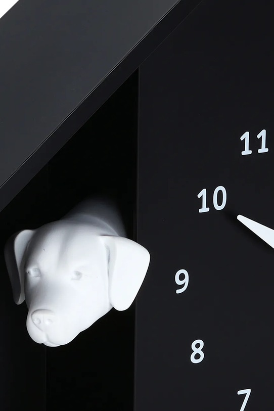 Salon i sypialnia Karlsson zegar ścienny z dźwiękiem Peeking Doggy 29 x 26 cm KA6097BK czarny