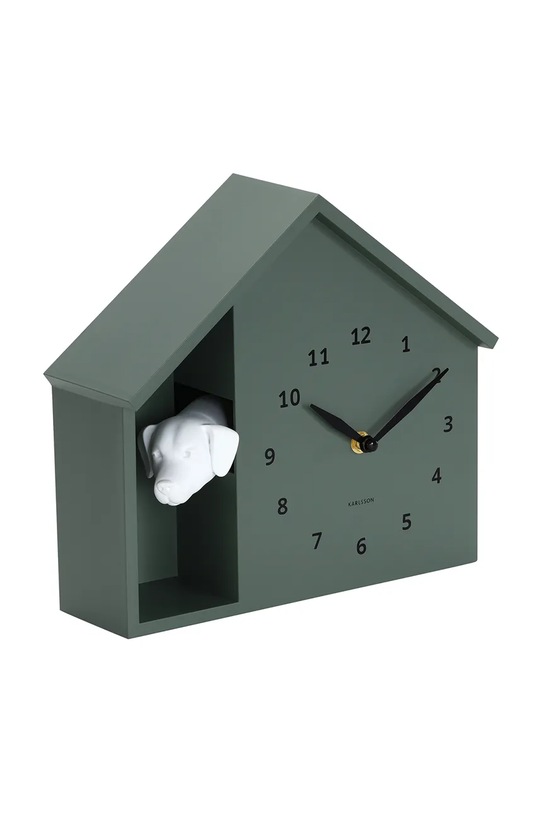Karlsson zegar ścienny z dźwiękiem Peeking Doggy 29 x 26 cm KA6097GR zielony AA00